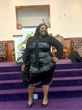 Fashion Nova Black Sequin Midi Dress